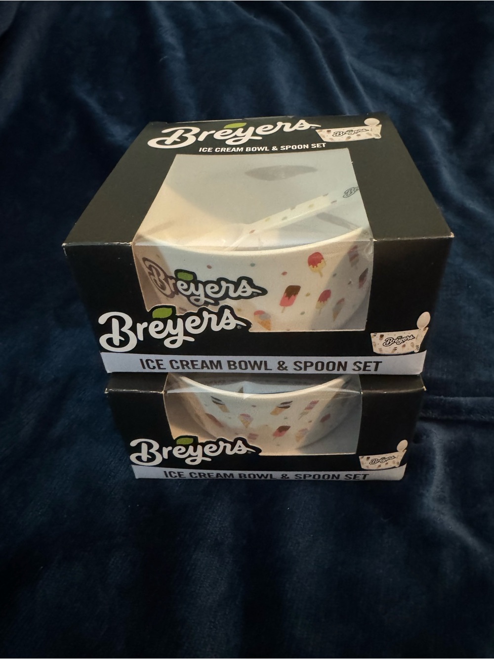 2 Breyer White Ice Cream Bowl & Spoon Set with Multicolor Sprinkles NEW
